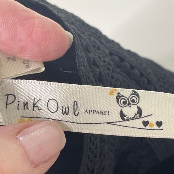 Pink‎ Owl Apparel Black Lace Peplum Blouse, Size Large - Picture 12 of 12